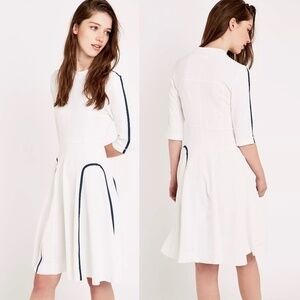 Wood Wood Janis White Navy Blue Fit & Flare Skater Dress